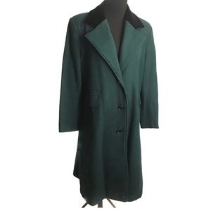 Beautiful forest green wool velvet duster coat